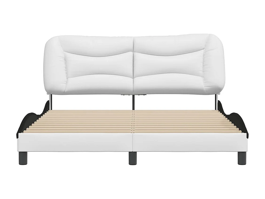 Cadre de lit sans matelas blanc et noir 160x200 cm similicuir