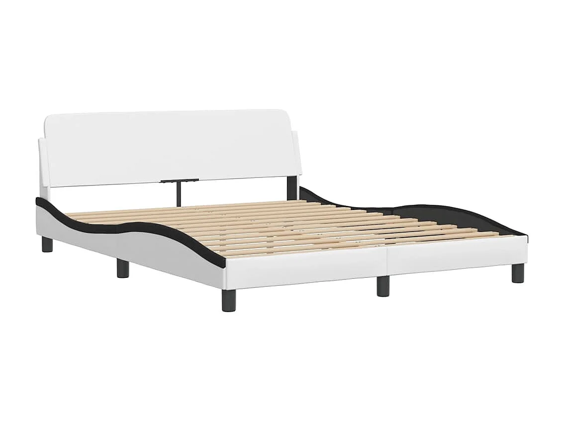Cadre de lit sans matelas blanc et noir 160x200 cm similicuir