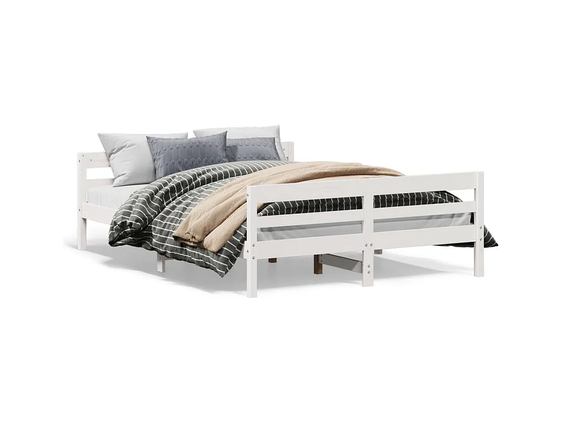 Cadre de lit sans matelas blanc 120x200 cm bois de pin massif