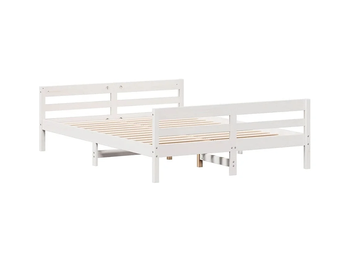 Cadre de lit sans matelas blanc 120x200 cm bois de pin massif
