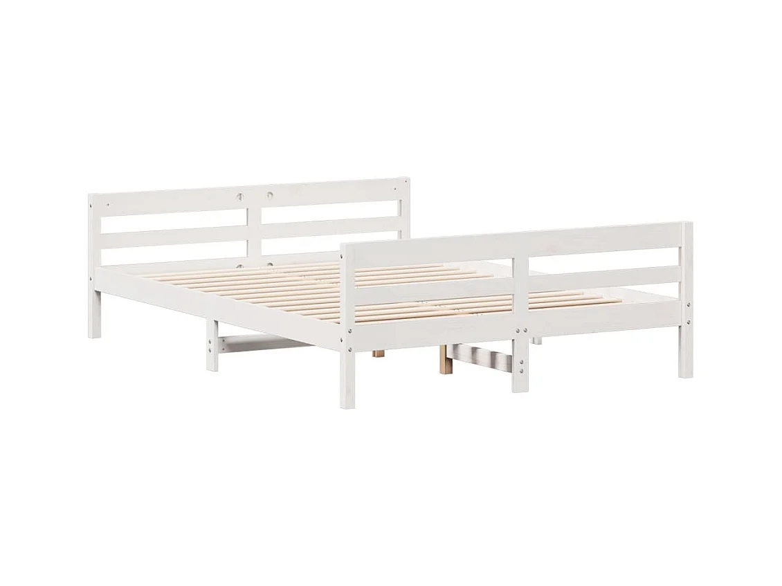 Cadre de lit sans matelas blanc 120x200 cm bois de pin massif