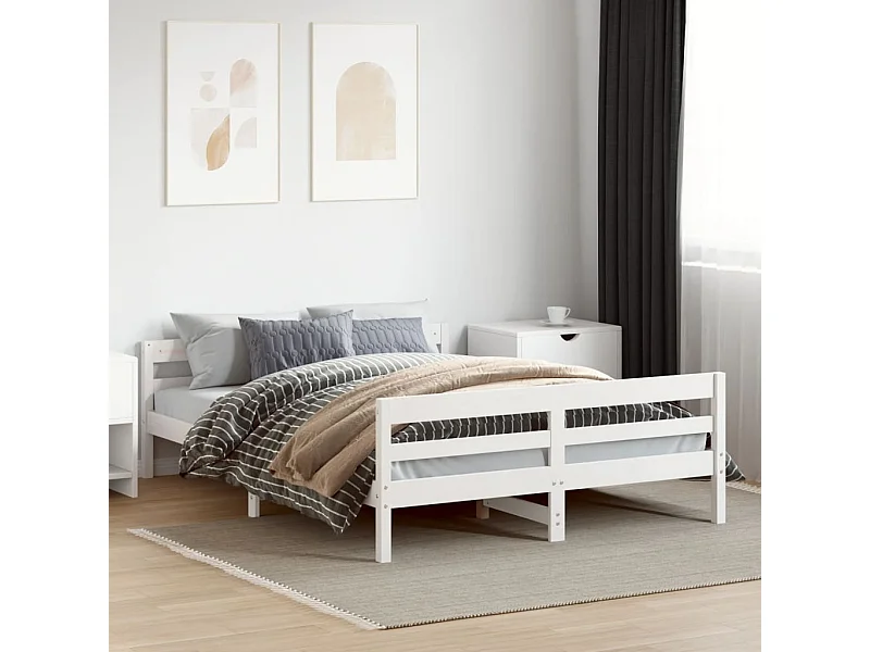 Letto senza Materasso Bianco 120x200 cm Legno Massello di Pino