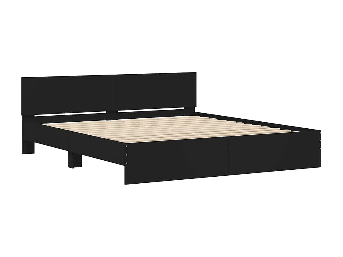Estrutura de cama com cabeceira 180x200 cm preto