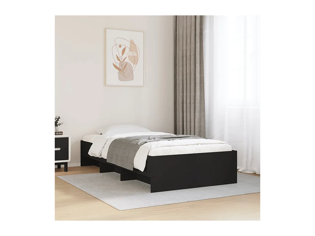 Cadre de lit sans matelas noir 90x200 cm bois d'ingénierie