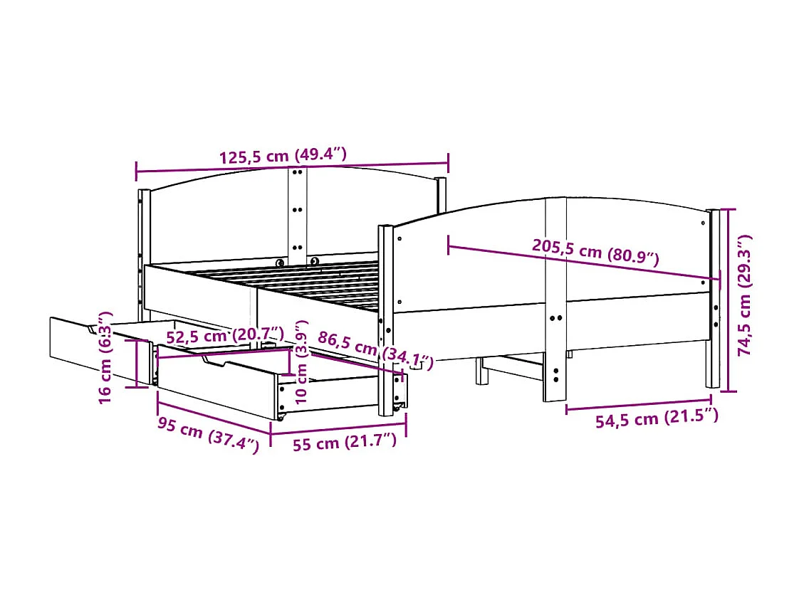 Bettgestell Schwarz 90x200 cm Holzwerkstoff