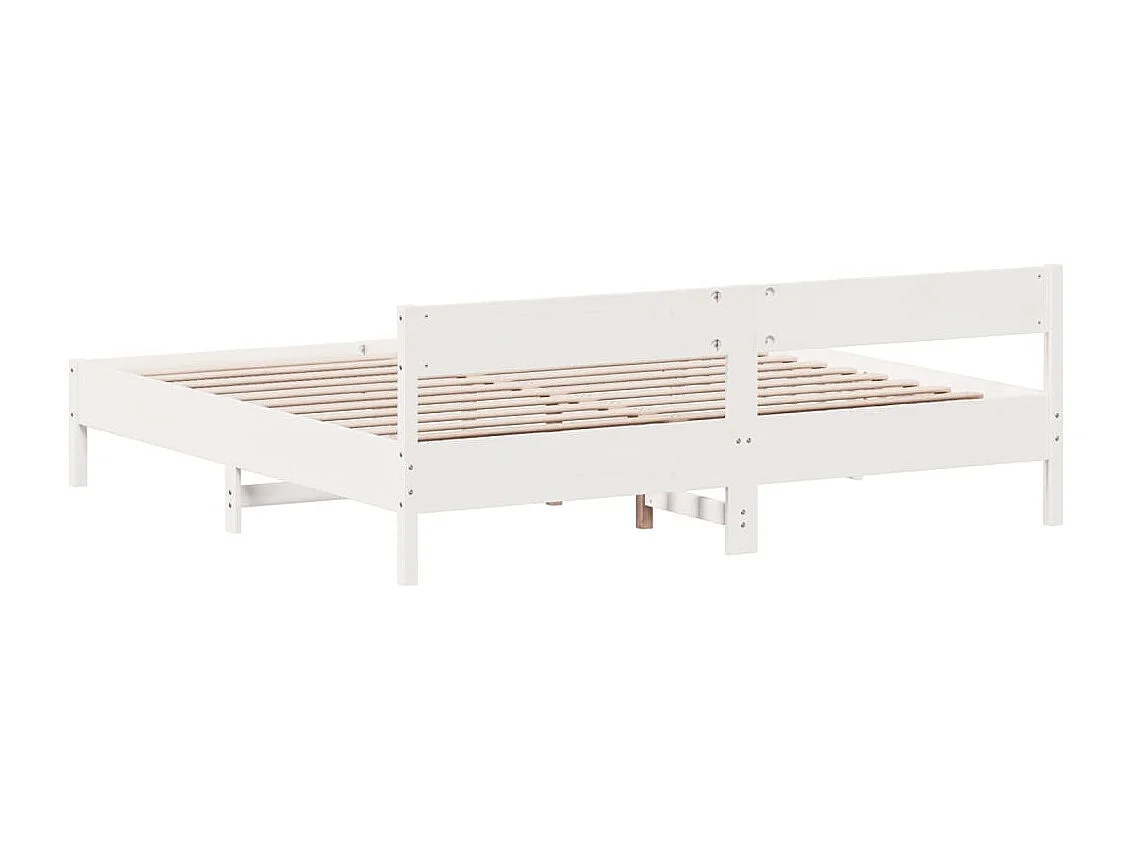 Cadre de lit sans matelas blanc 200x200 cm bois massif de pin