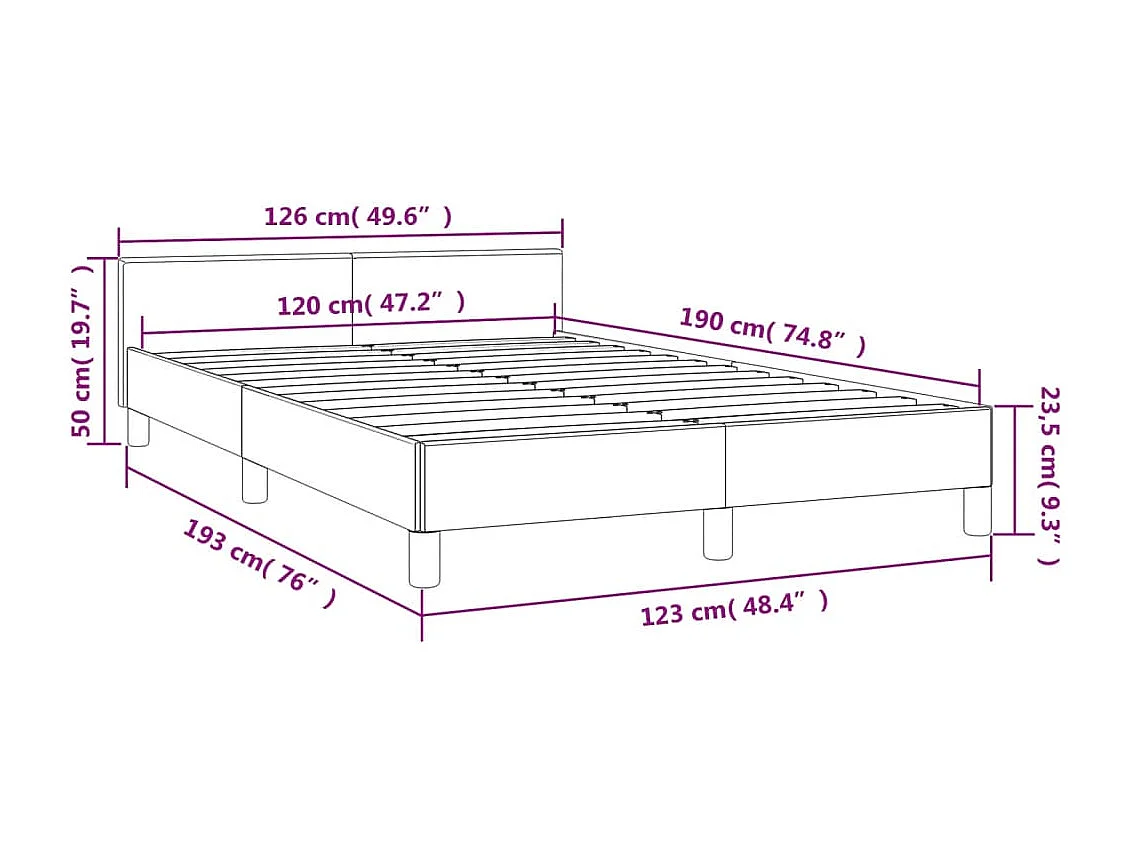Cadre de lit métal sans matelas et pied de lit blanc 140x200 cm