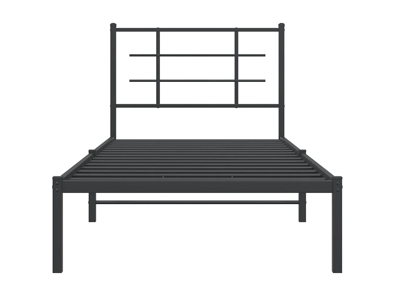 Cadre de lit métal sans matelas avec tête de lit noir 90x190 cm
