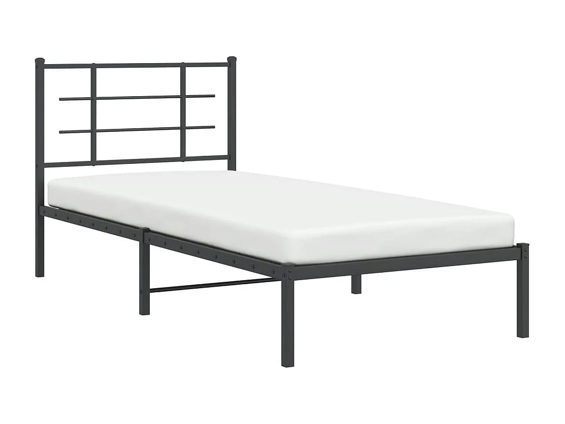 Bettgestell mit Kopfteil Metall Schwarz 90x190 cm