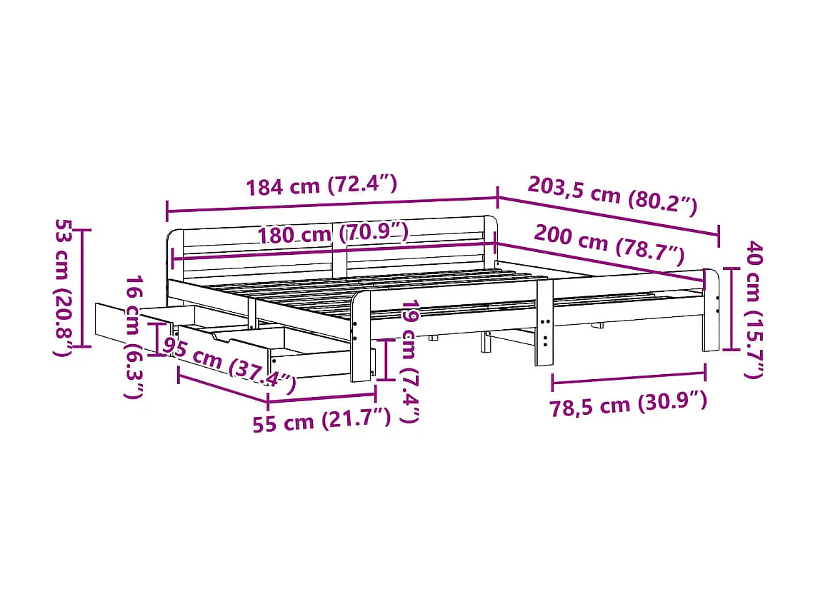 Bettgestell Betongrau 90x200 cm Holzwerkstoff
