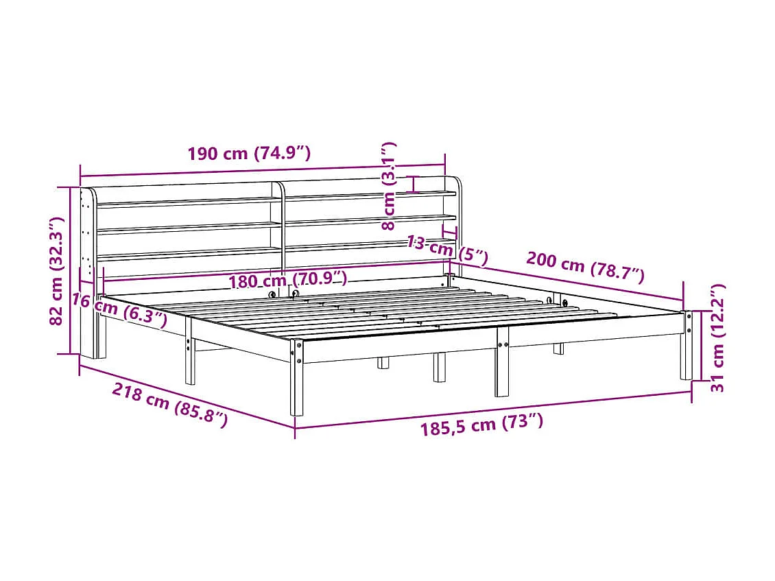 Cadre de lit avec tiroirs sans matelas blanc 90x190 cm