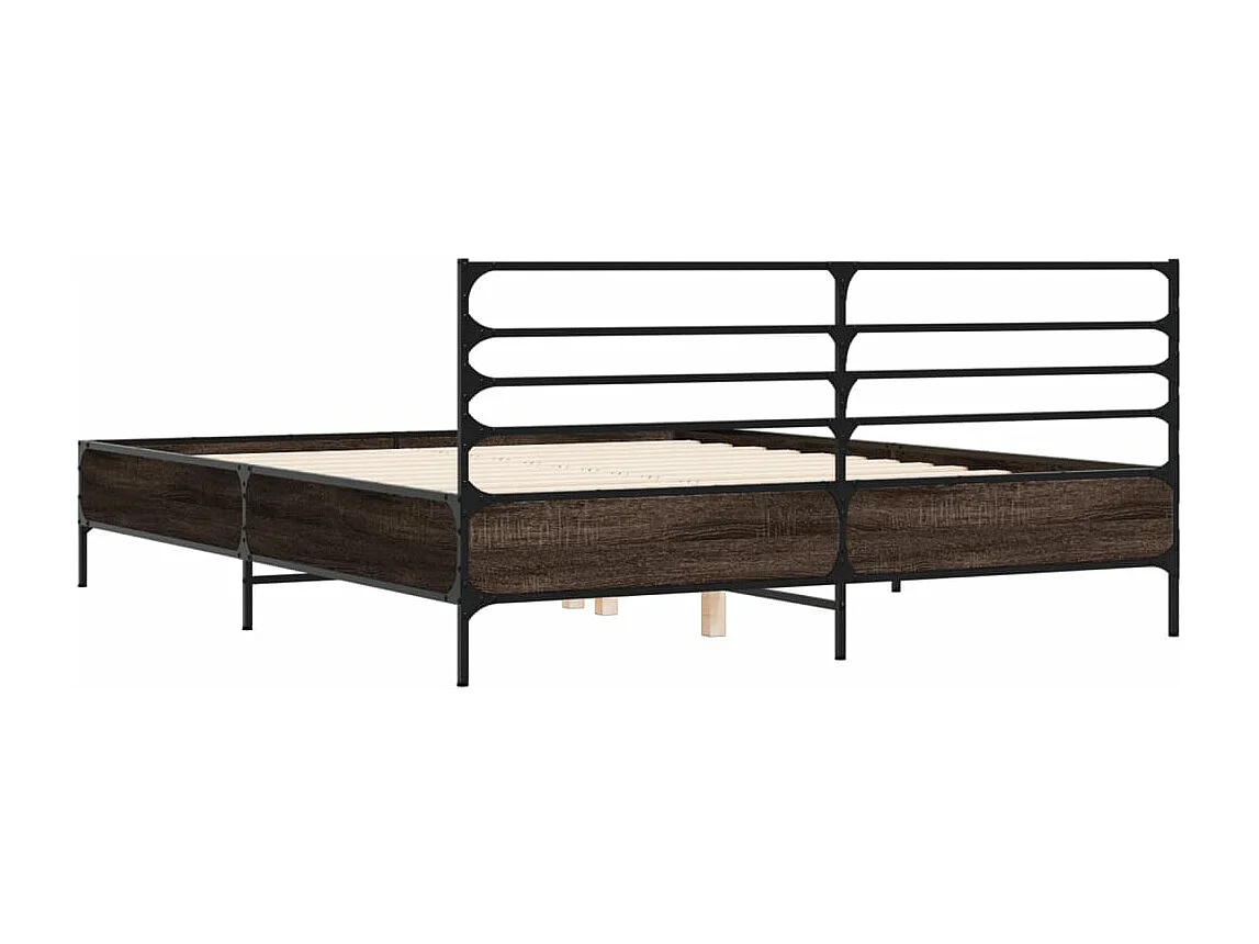 Bedframe bewerkt hout metaal gerookt eikenkleurig 160x200 cm