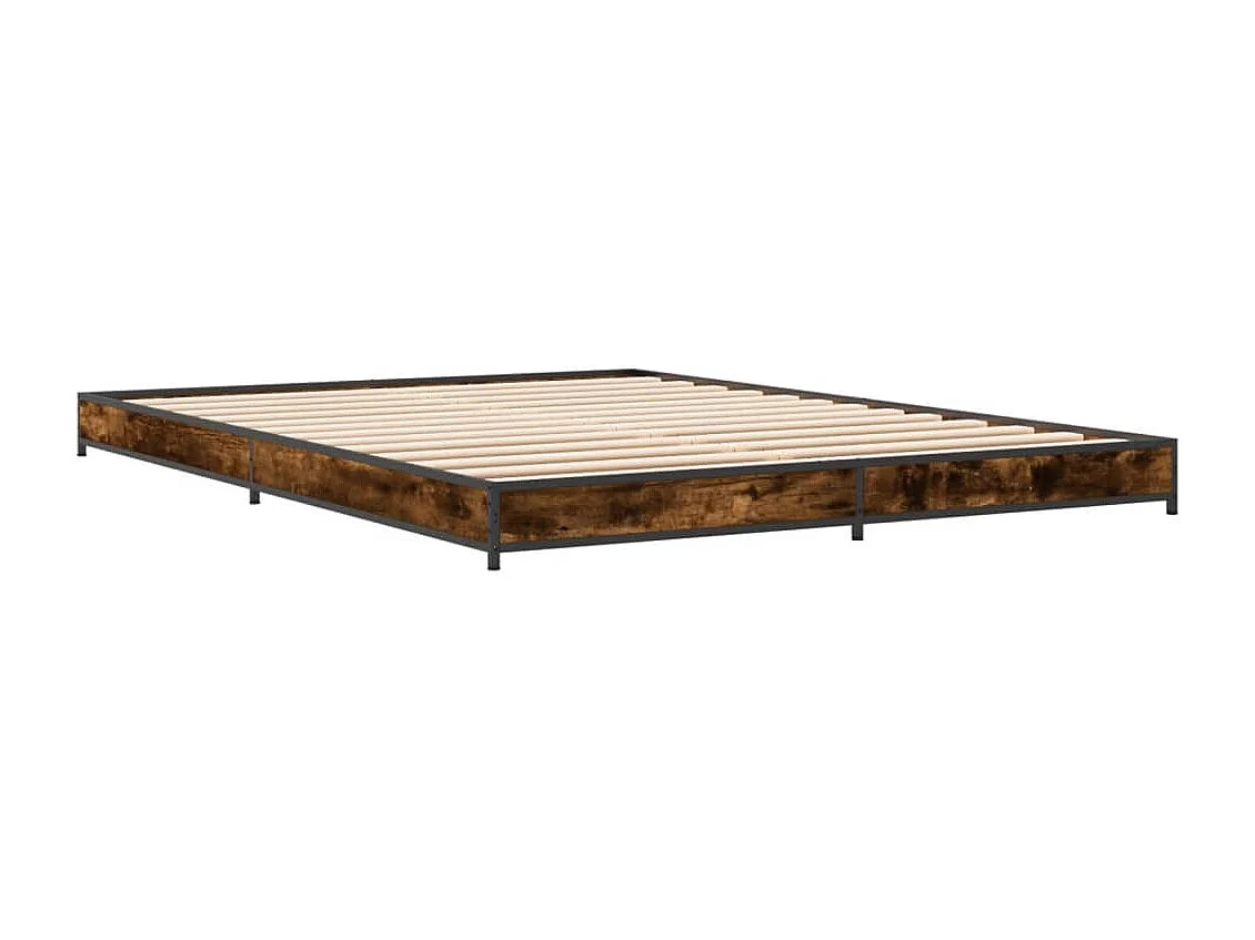 Cadre de lit sans matelas chêne fumé 135x190 cm