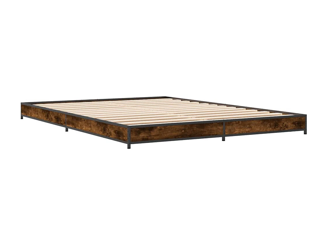 Cadre de lit sans matelas chêne fumé 135x190 cm