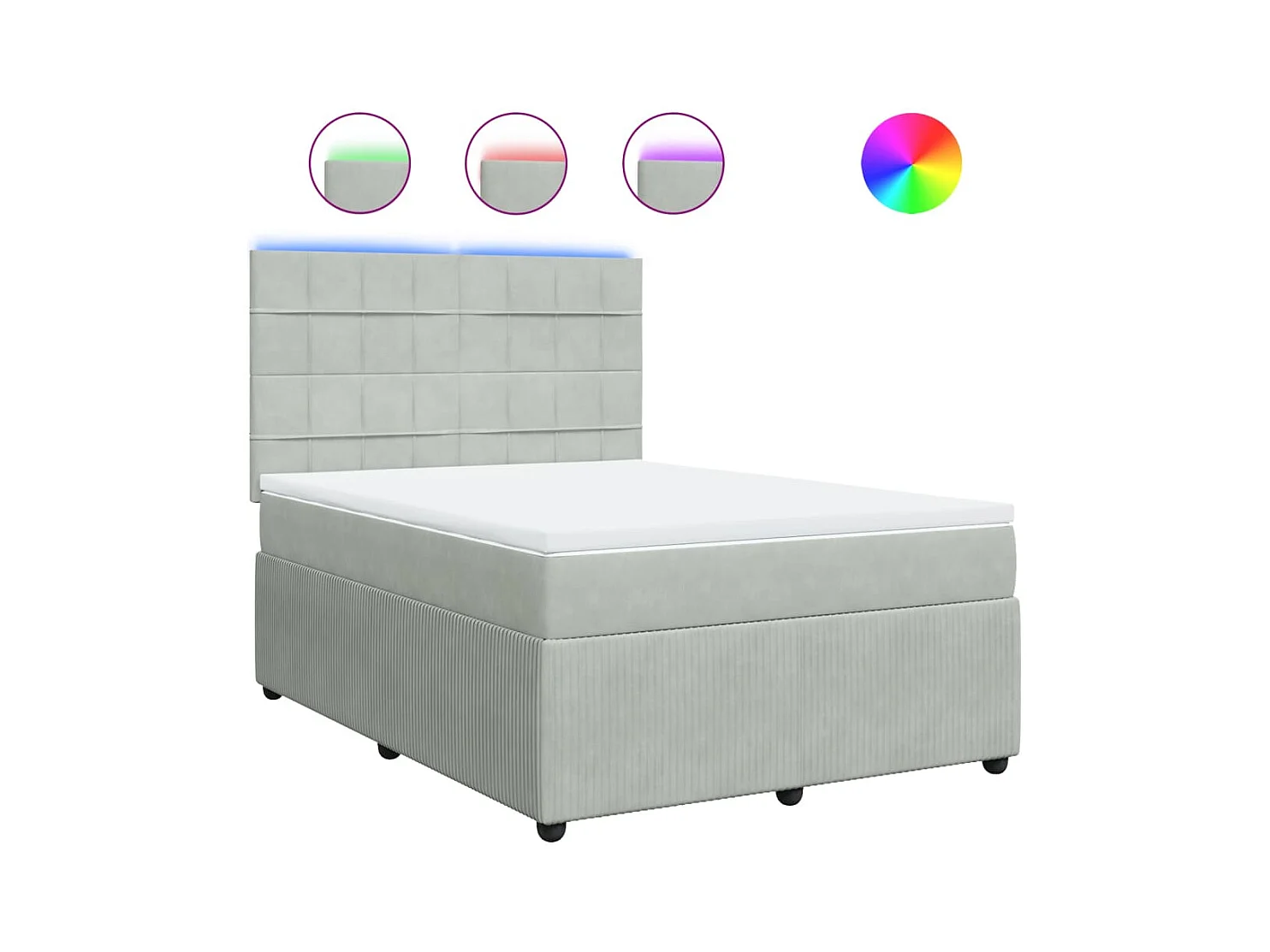 Sommier à lattes de lit et matelas Gris clair 140x200cm Velours