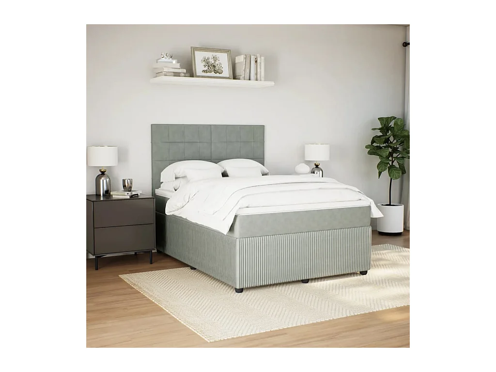 Sommier à lattes de lit et matelas Gris clair 140x200cm Velours