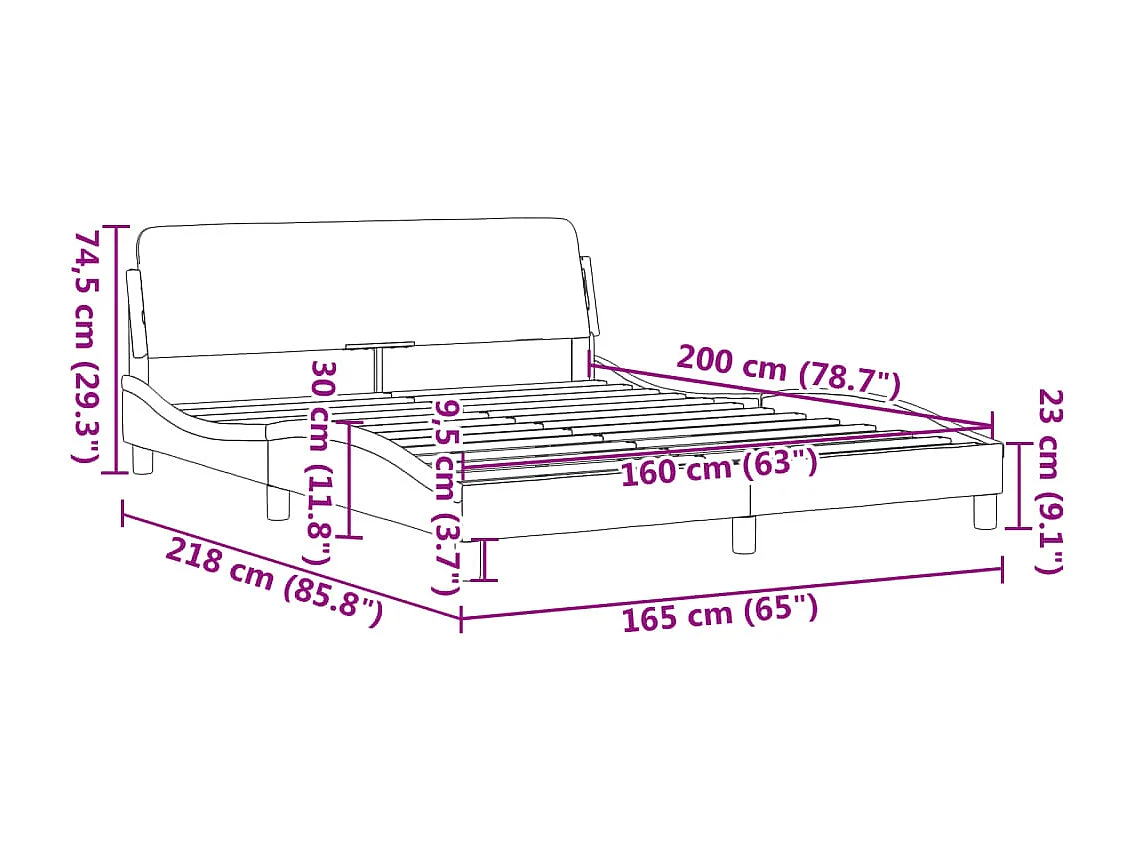 Estrutura de cama c/ cabeceira 160x200 cm veludo azul