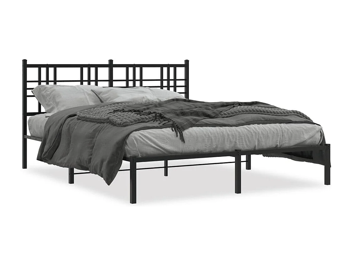 Estrutura de cama em metal com cabeceira 150x200 cm preto