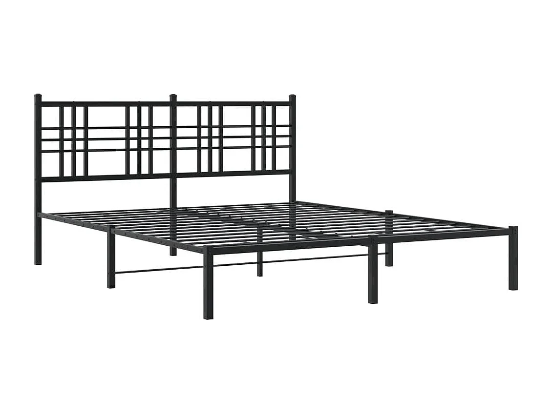 Estrutura de cama em metal com cabeceira 150x200 cm preto