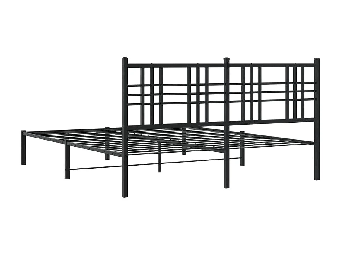 Estrutura de cama em metal com cabeceira 150x200 cm preto