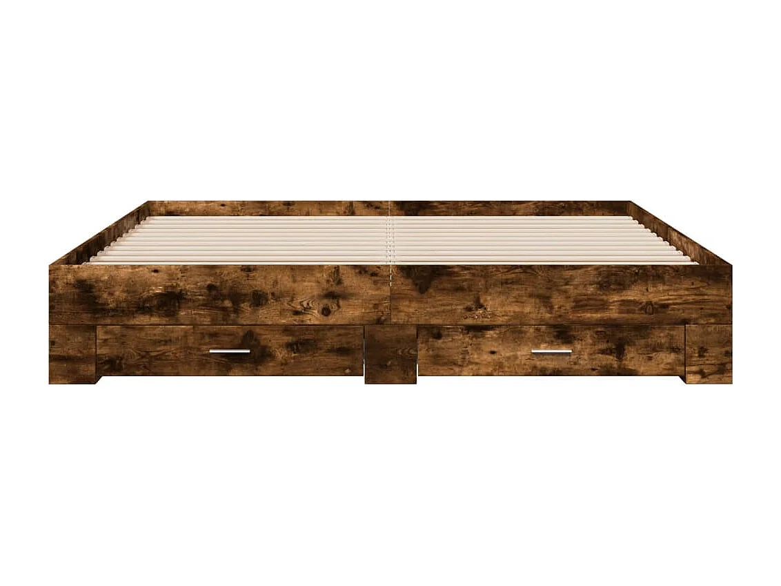 Cadre de lit avec tiroirs sans matelas chêne fumé 180x200 cm