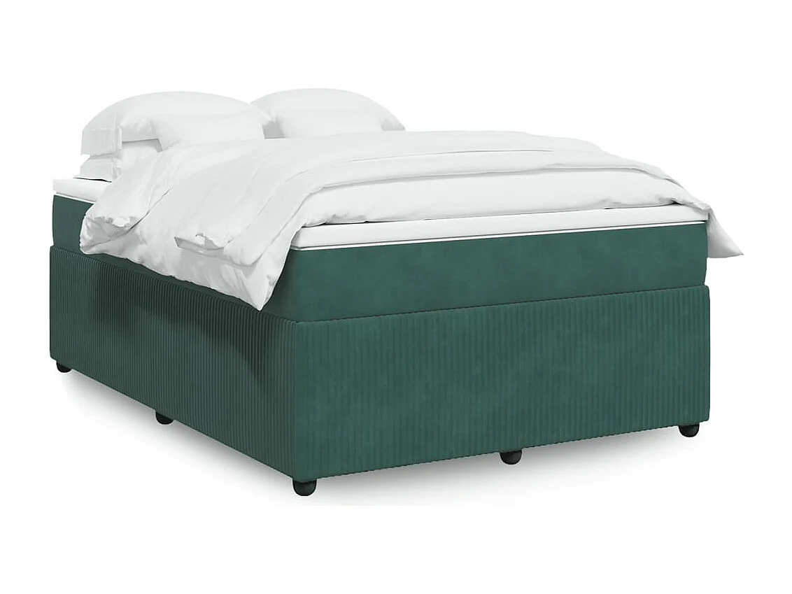 Giroletto a Molle con Materasso Verde Scuro 140x190 cm Velluto