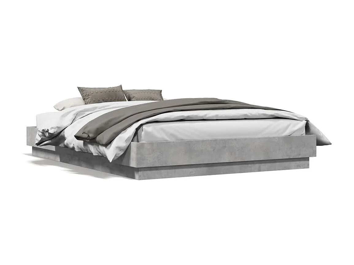 Cadre de lit sans matelas gris béton 120x190 cm