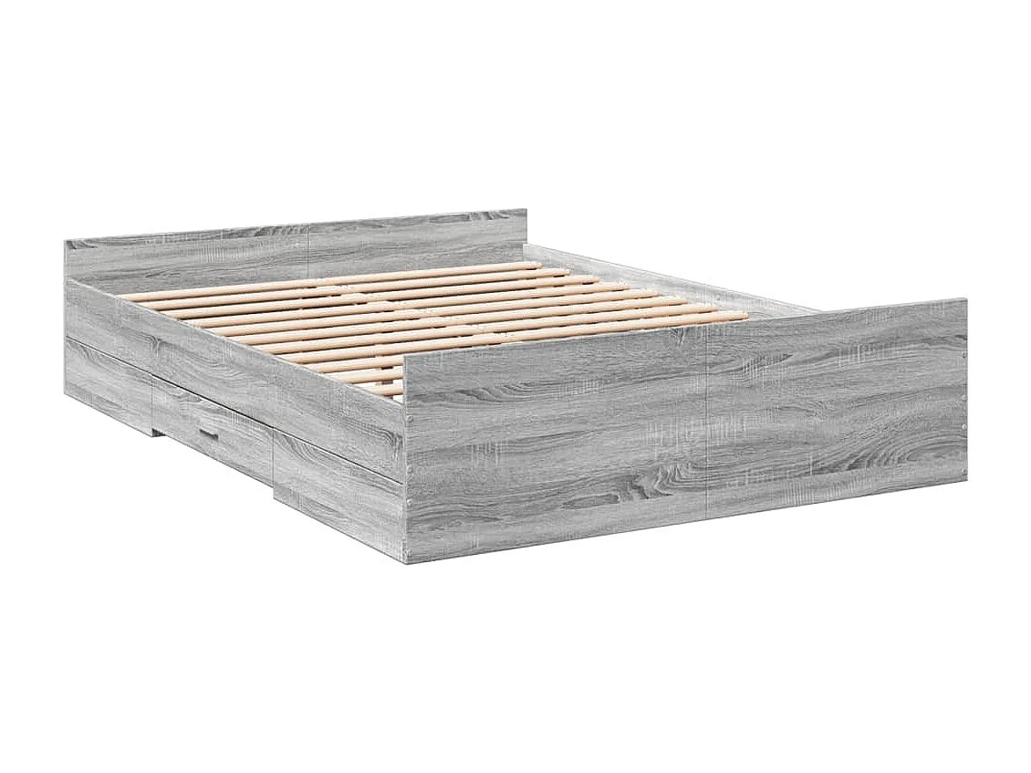 Cadre de lit avec tiroirs sans matelas sonoma gris 120x190 cm