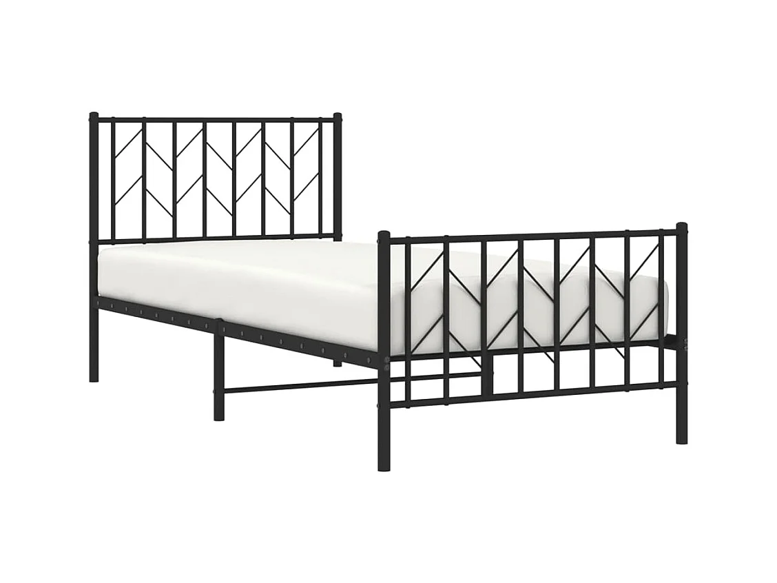 Bettgestell mit Kopf- und Fußteil Metall Schwarz 90x190 cm