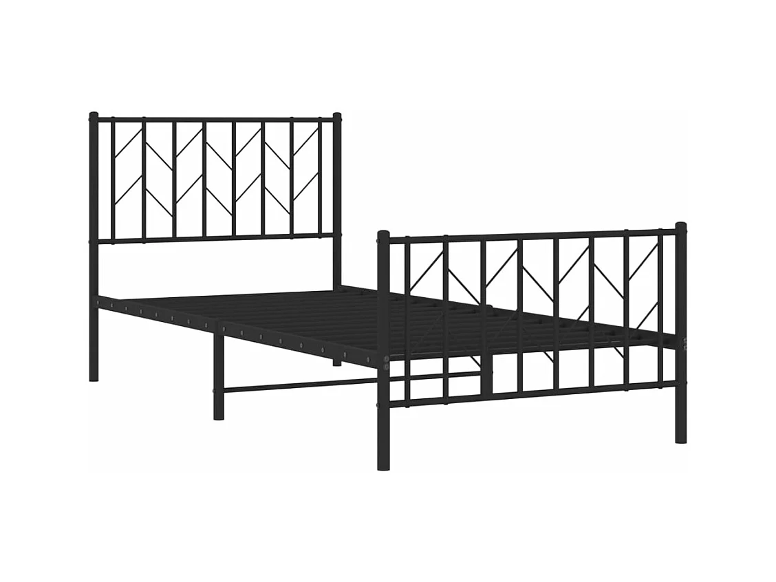 Bettgestell mit Kopf- und Fußteil Metall Schwarz 90x190 cm