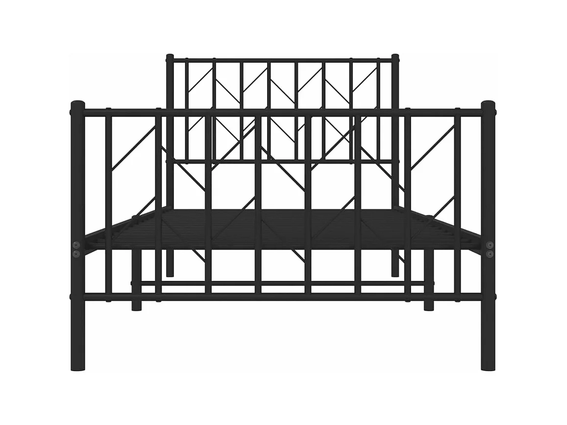 Bettgestell mit Kopf- und Fußteil Metall Schwarz 90x190 cm