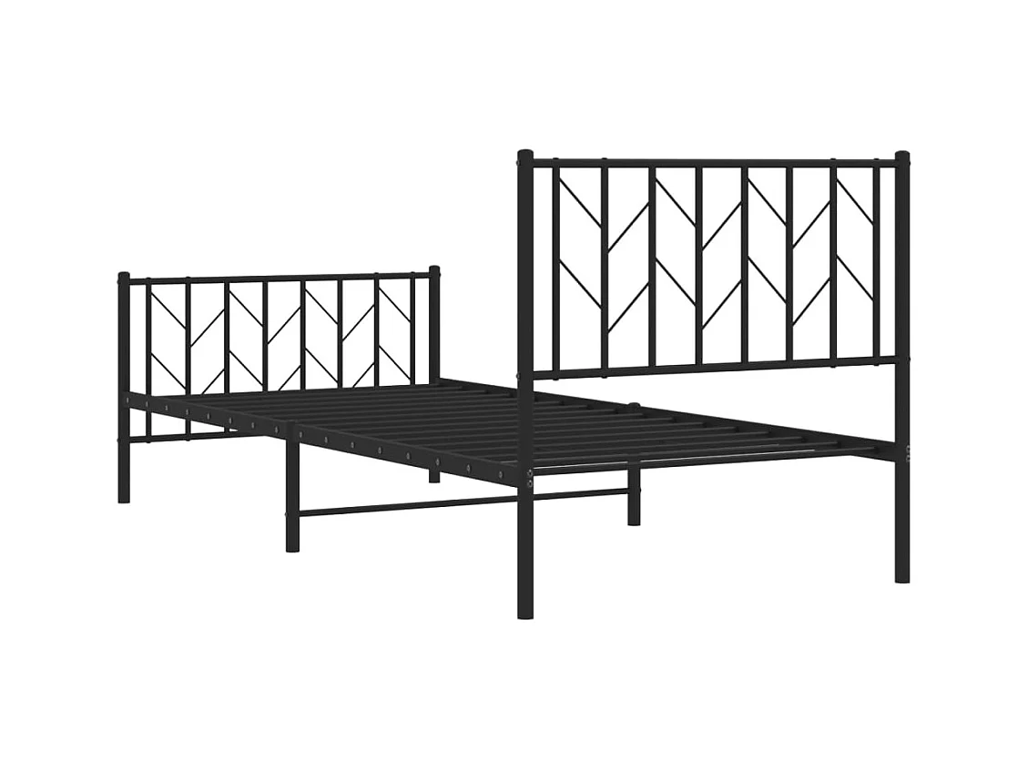 Bettgestell mit Kopf- und Fußteil Metall Schwarz 90x190 cm
