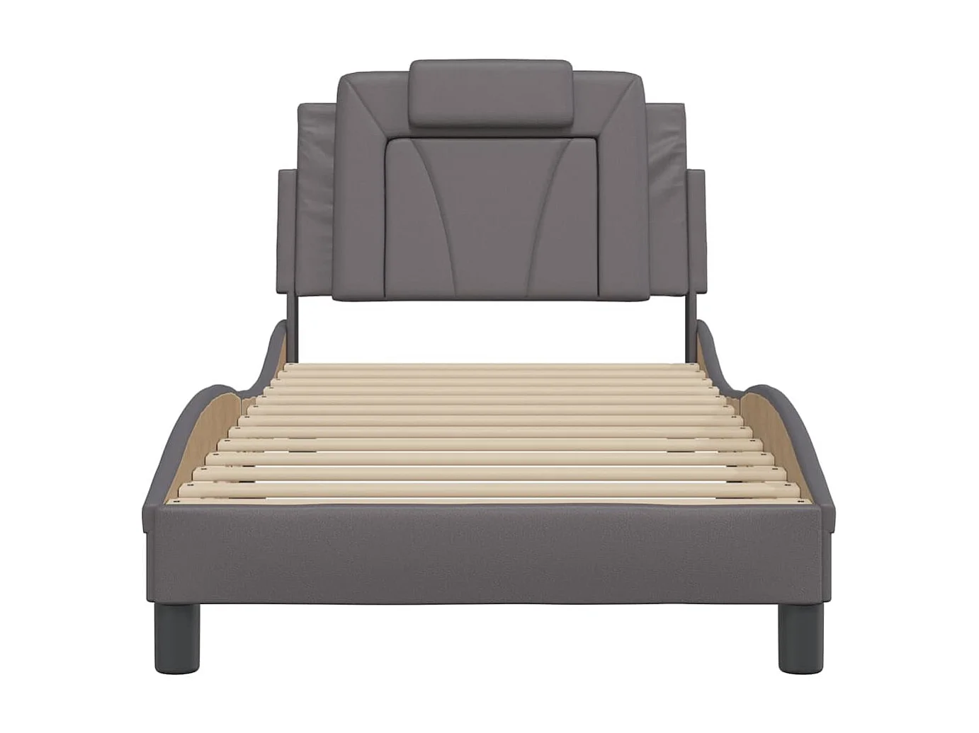 Estructura de cama sin colchón cuero sintético gris 80x200 cm