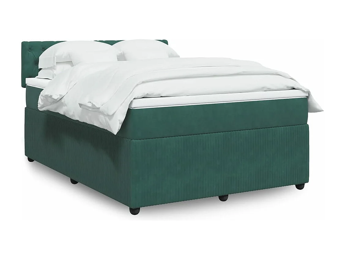 Sommier à lattes de lit et matelas Vert foncé 140x190cm Velours