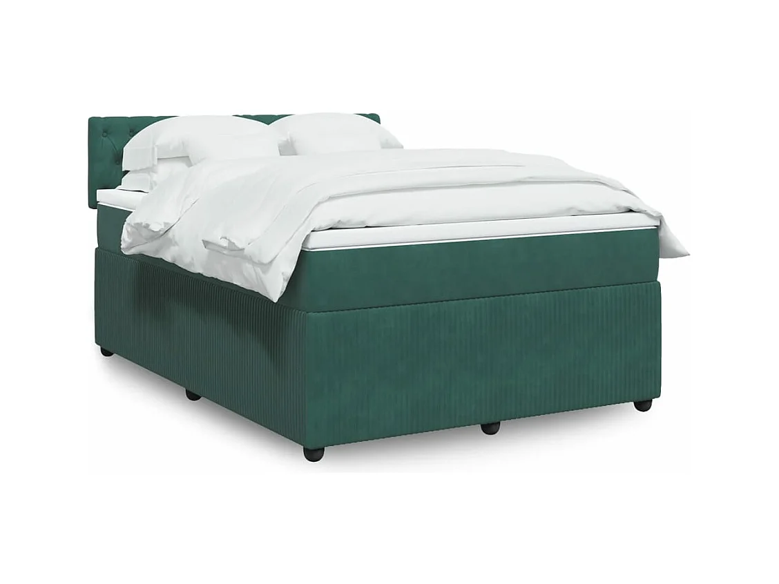 Giroletto a Molle con Materasso Verde Scuro 140x190 cm Velluto