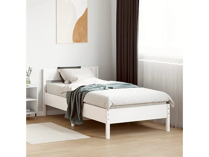 Cadre de lit sans matelas blanc 90x190 cm bois de pin massif