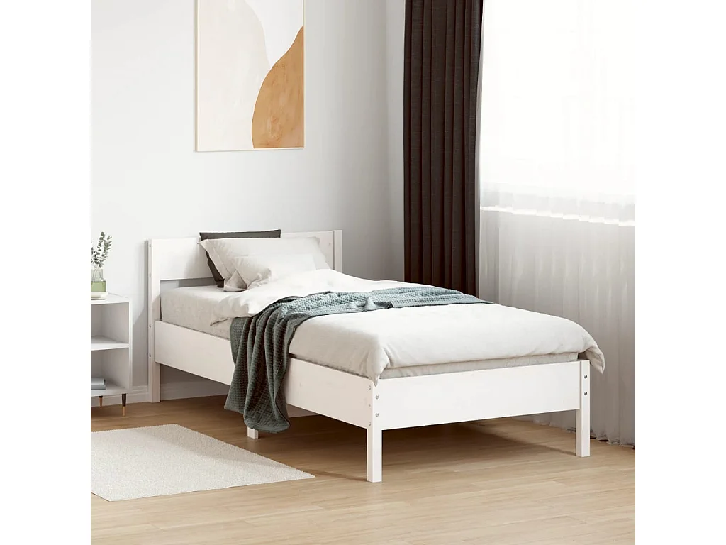 Cadre de lit sans matelas blanc 90x190 cm bois de pin massif