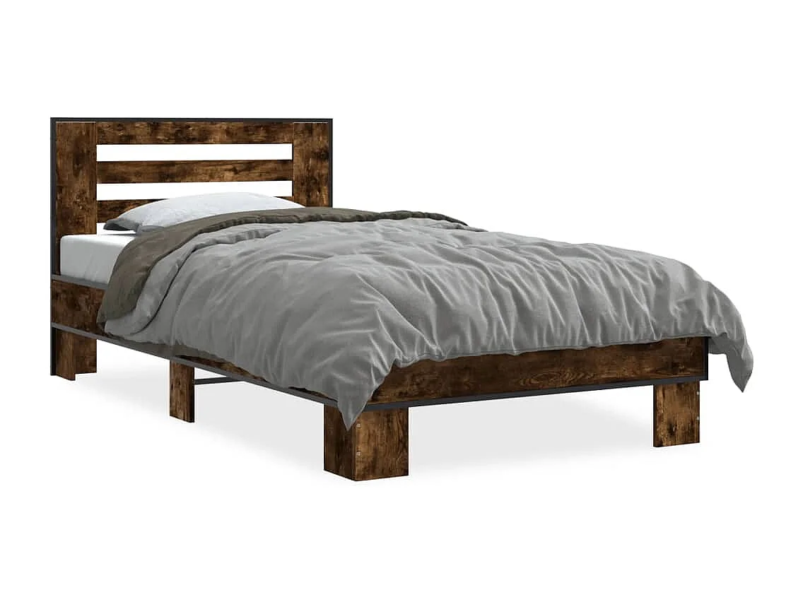 Cadre de lit sans matelas chêne fumé 75x190 cm