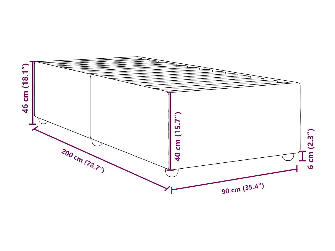 Estrutura de cama 90x200 cm tecido preto