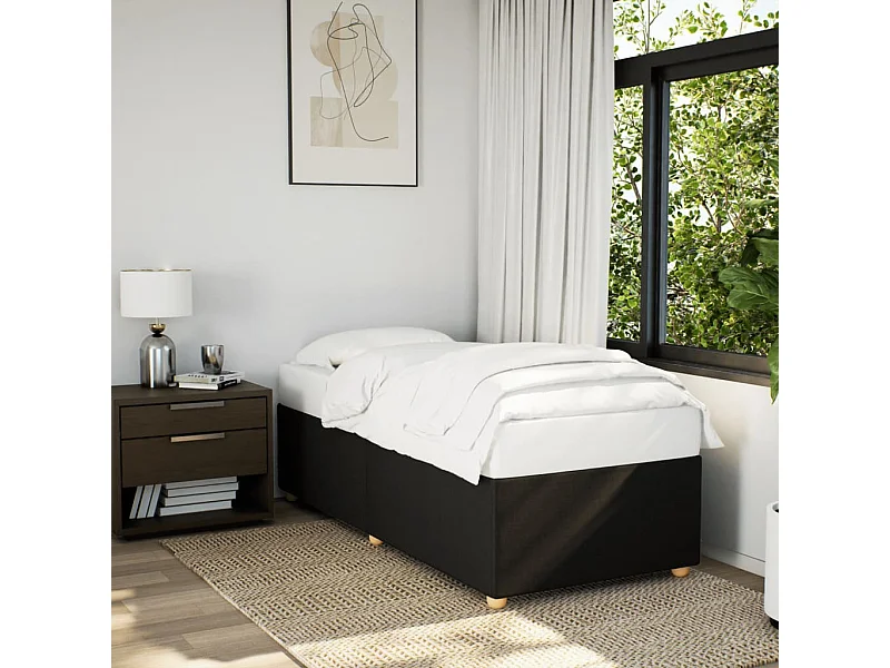 Estructura de cama sin colchón tela negro 90x200 cm