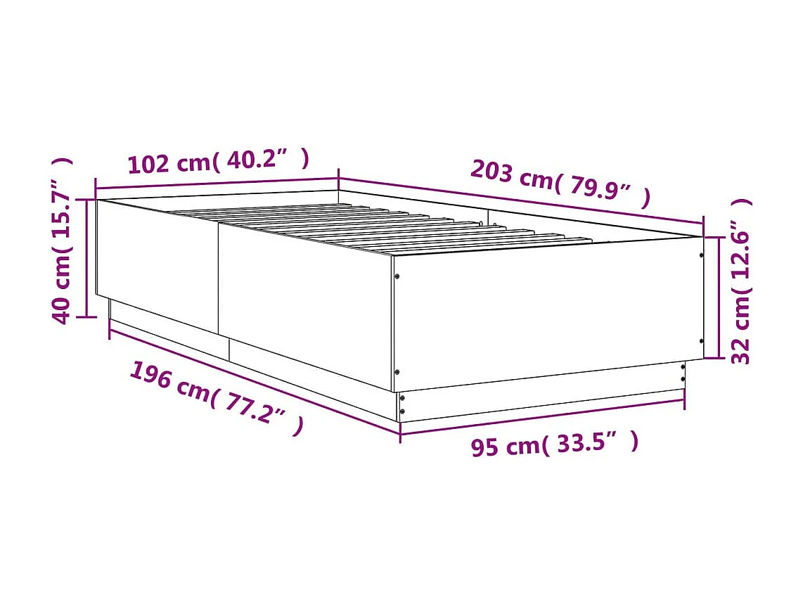 Cadre de lit sans matelas chêne fumé 100x200 cm