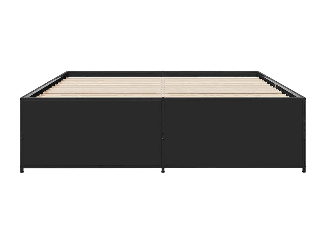 Giroletto Nero 140x200 cm in Legno Multistrato e Metallo