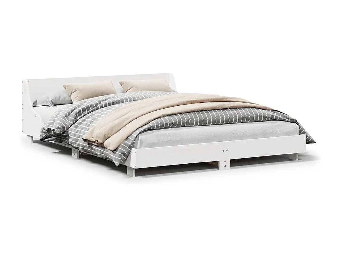 Letto senza Materasso Bianco 160x200 cm Legno Massello di Pino