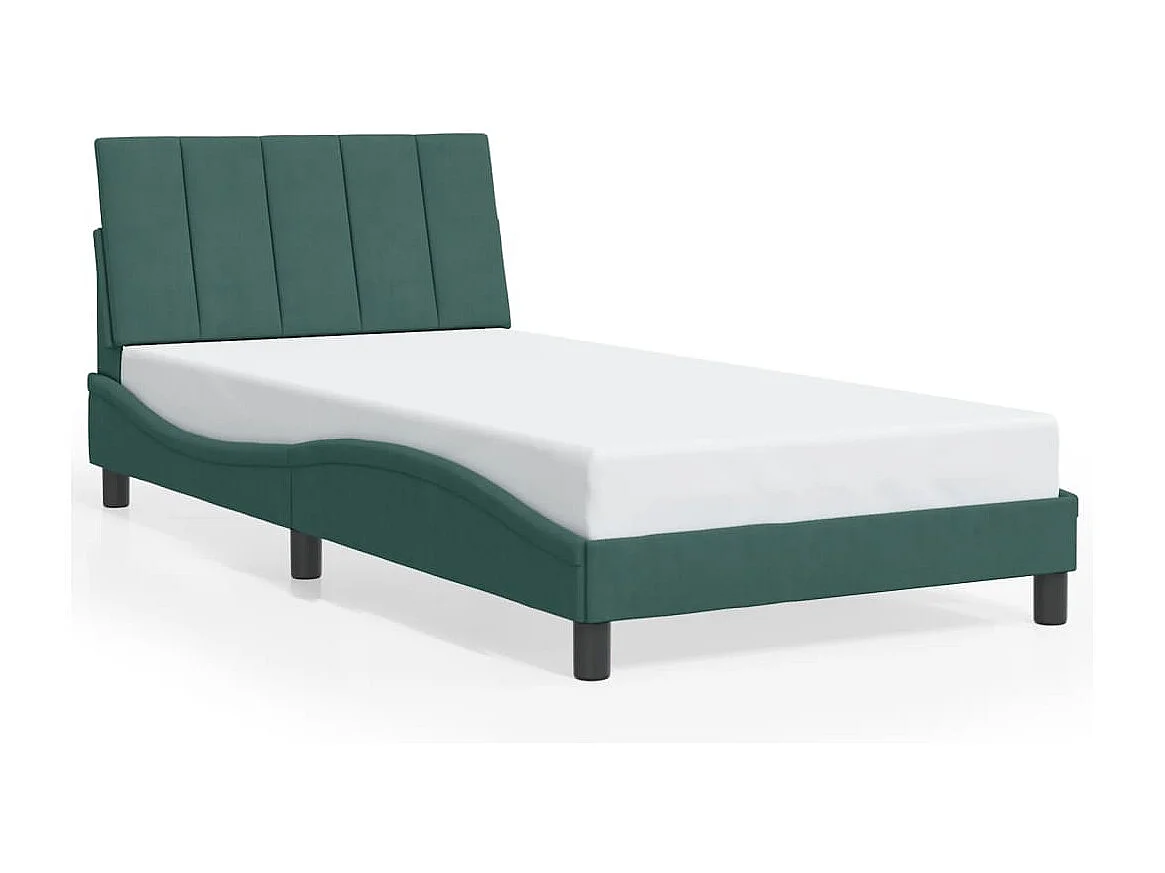 Cadre de lit sans matelas vert foncé 100x200 cm velours