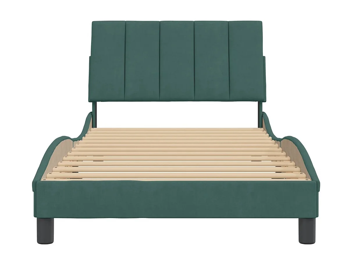 Cadre de lit sans matelas vert foncé 100x200 cm velours