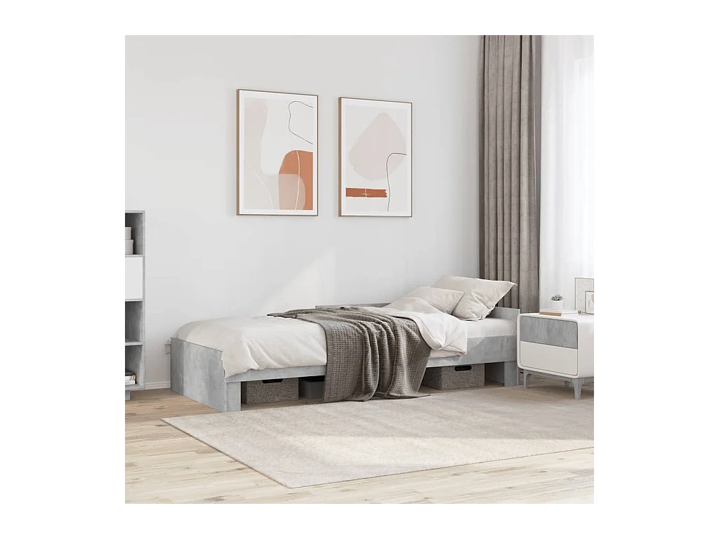 Cadre de lit sans matelas gris béton 90x190cm bois d'ingénierie