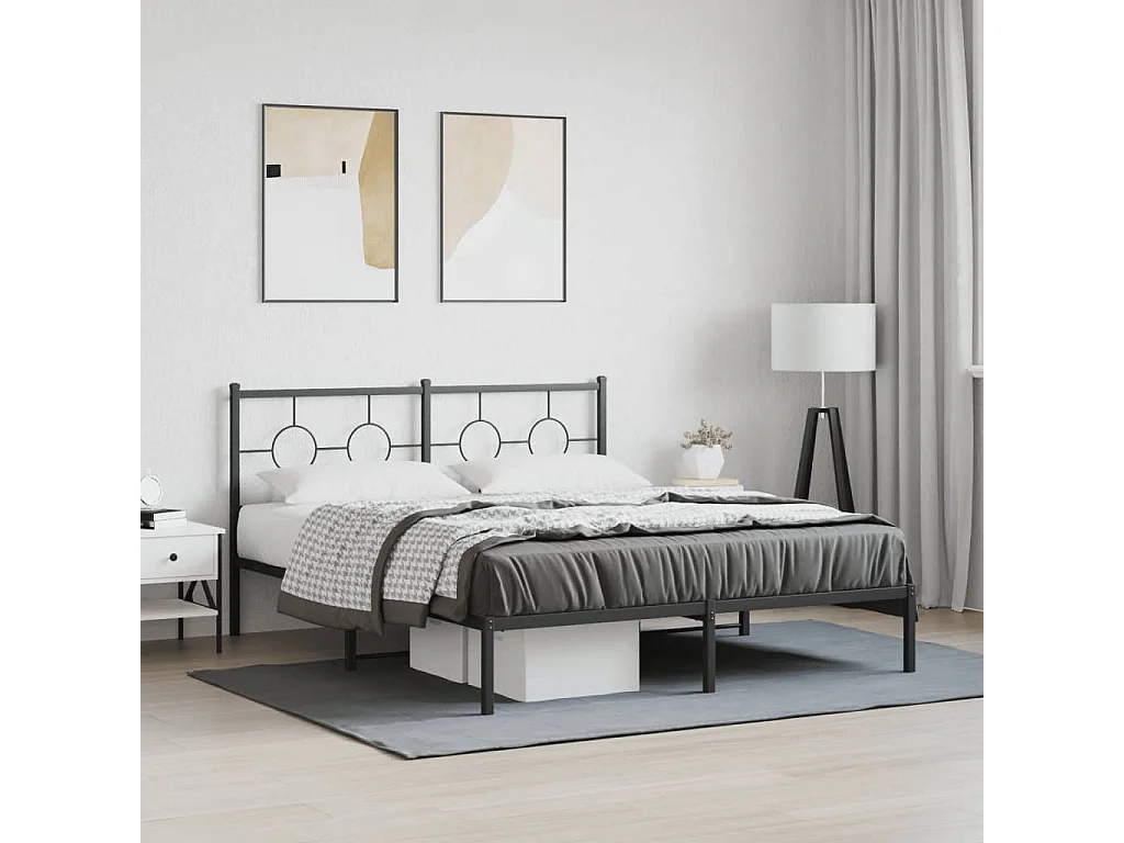 Giroletto con Testiera in Metallo Nero 150x200 cm