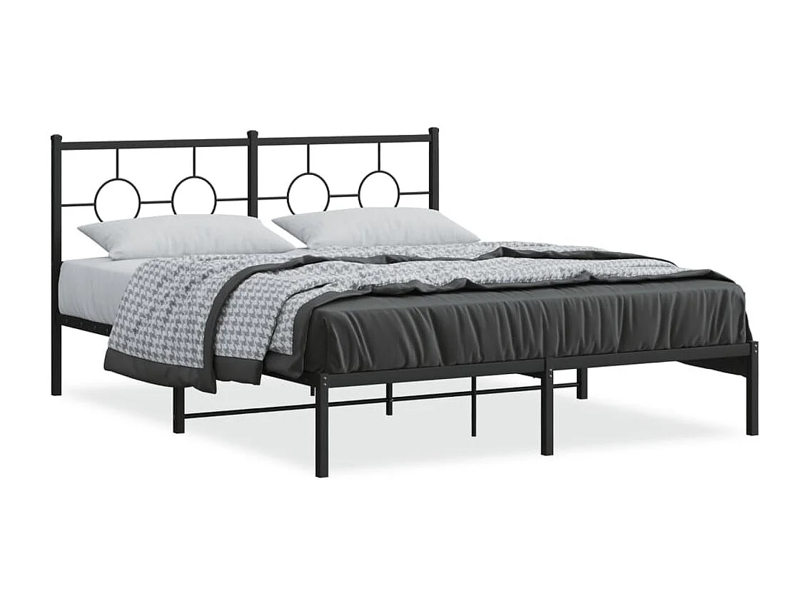 Giroletto con Testiera in Metallo Nero 150x200 cm