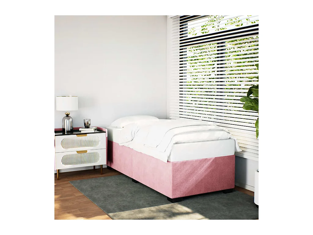 Cadre de lit sans matelas rose 90x200 cm velours