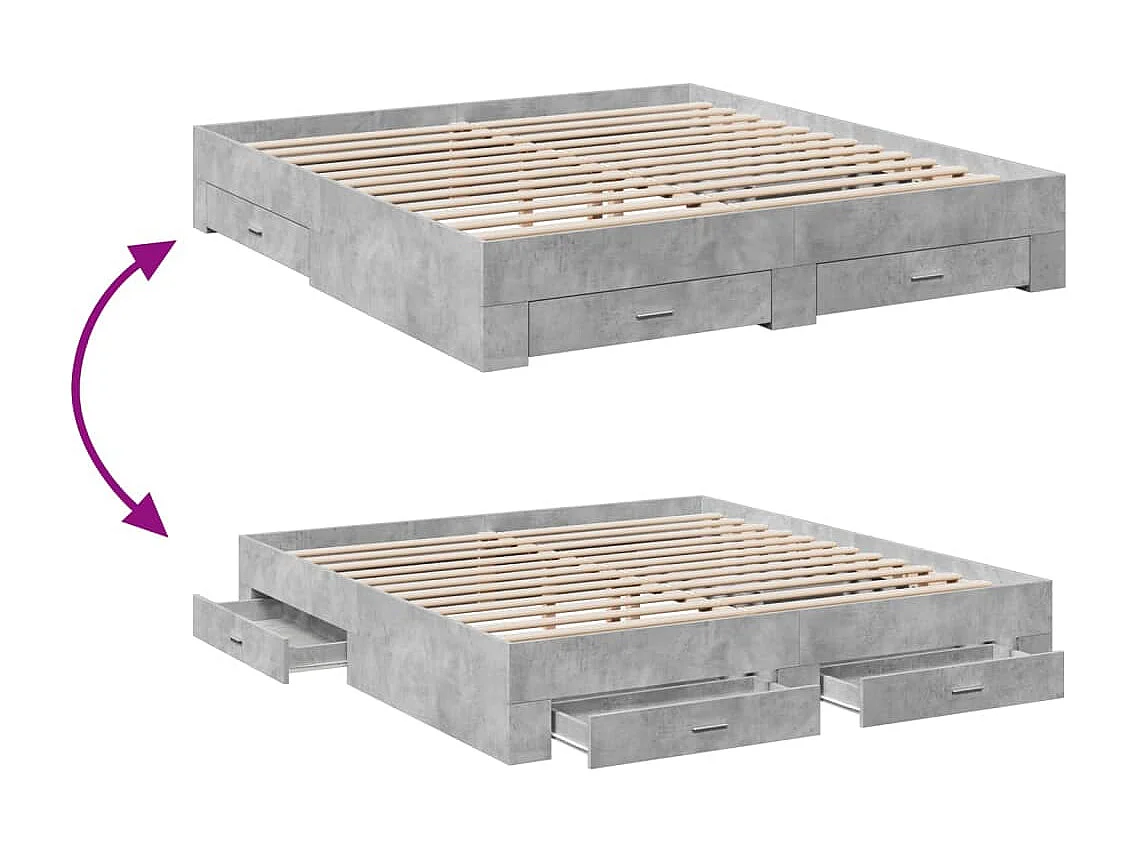 Giroletto Cassetti Grigio Cemento 200x200 cm Legno Multistrato